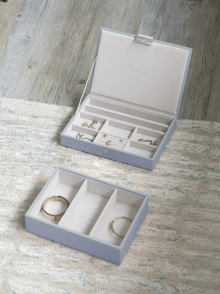 Dusky Blue Classic Jewellery Box Set of 2 With Accessories