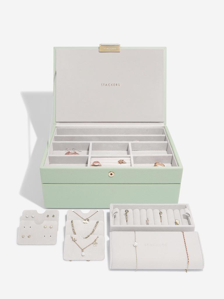 Sage Green Classic Jewellery Box Set of 2 With Accessories