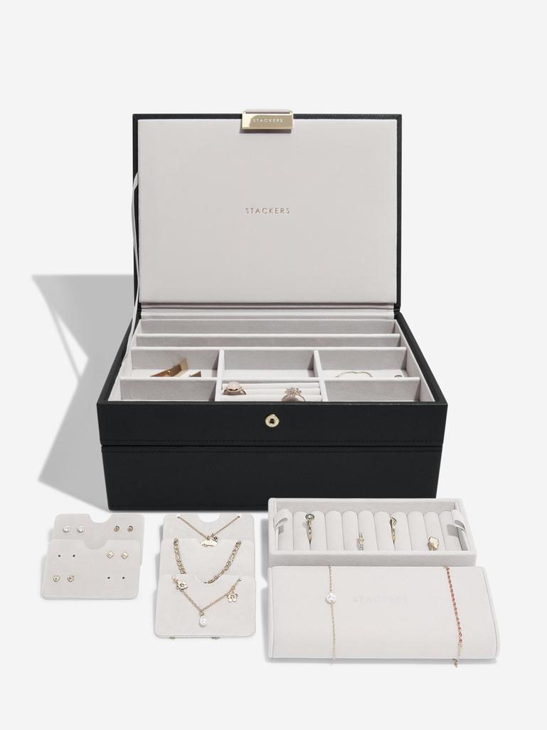 Black Classic Jewellery Box Set of 2 With Accessories