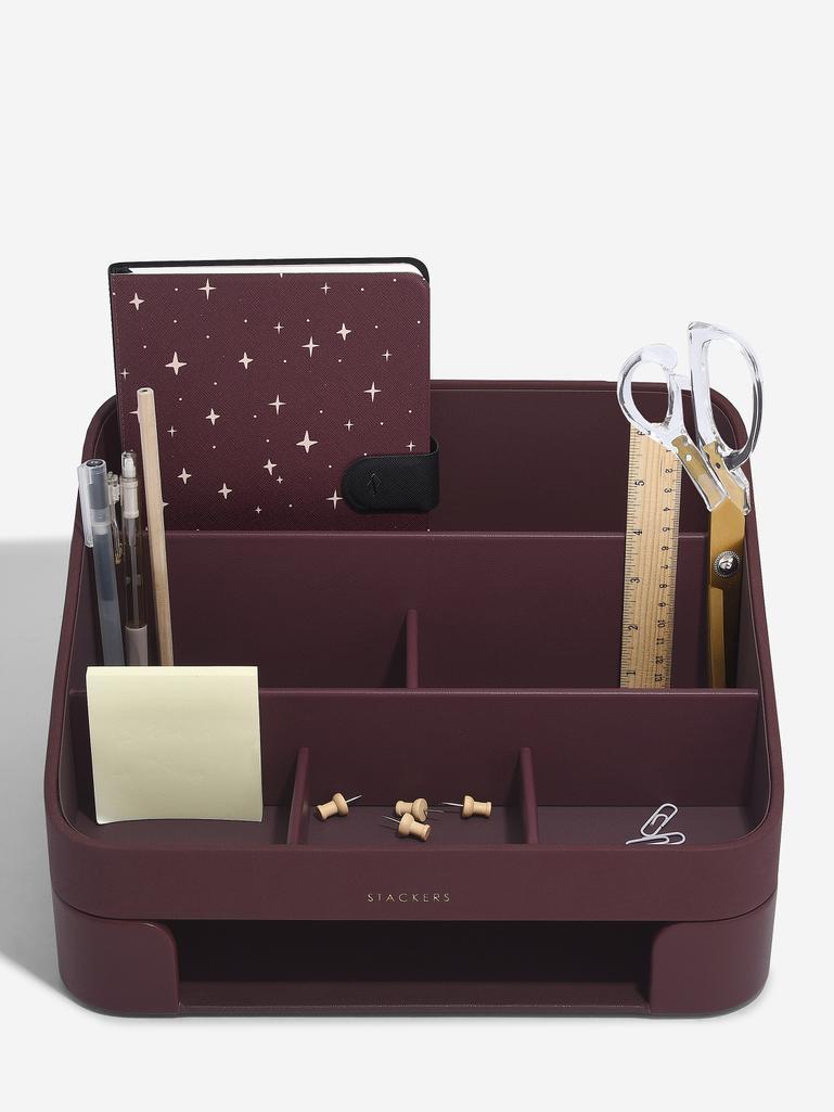 Garnet Red Desk Organiser Set