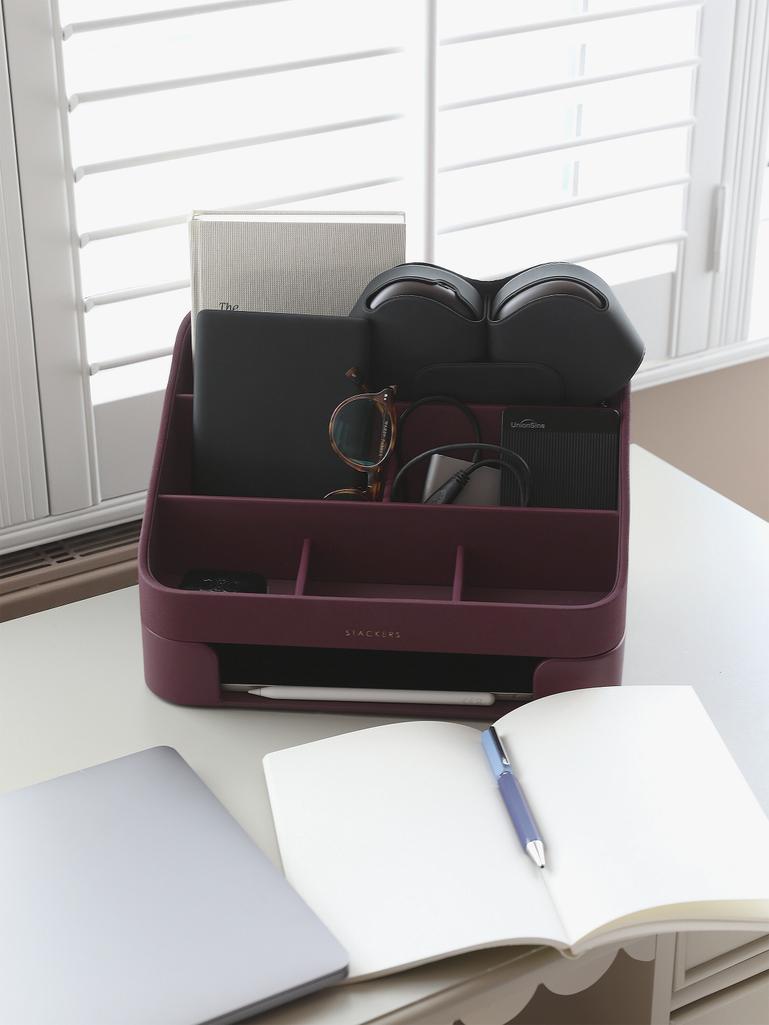 Garnet Red Desk Organiser Set