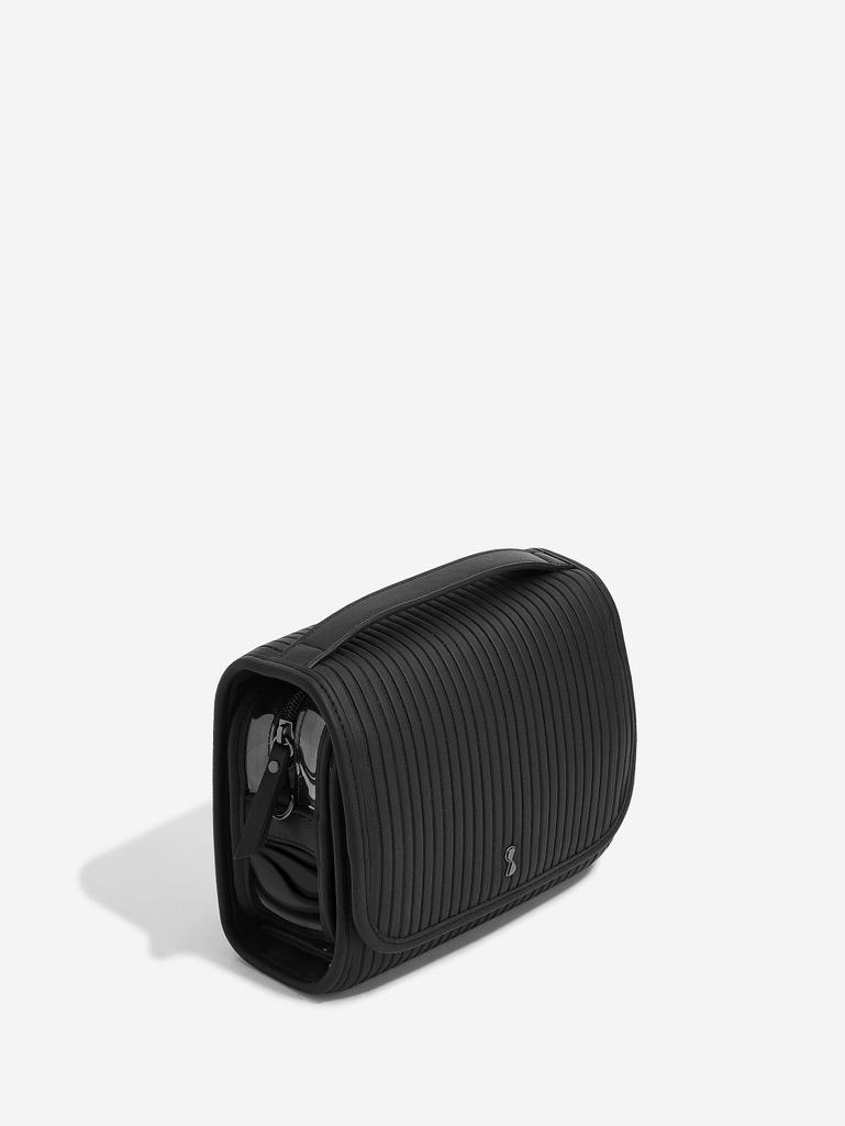 Black Fluted Small Hanging Washbag