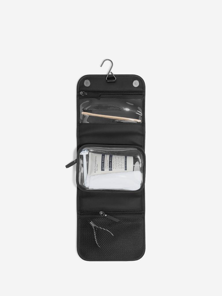 Black Fluted Small Hanging Washbag