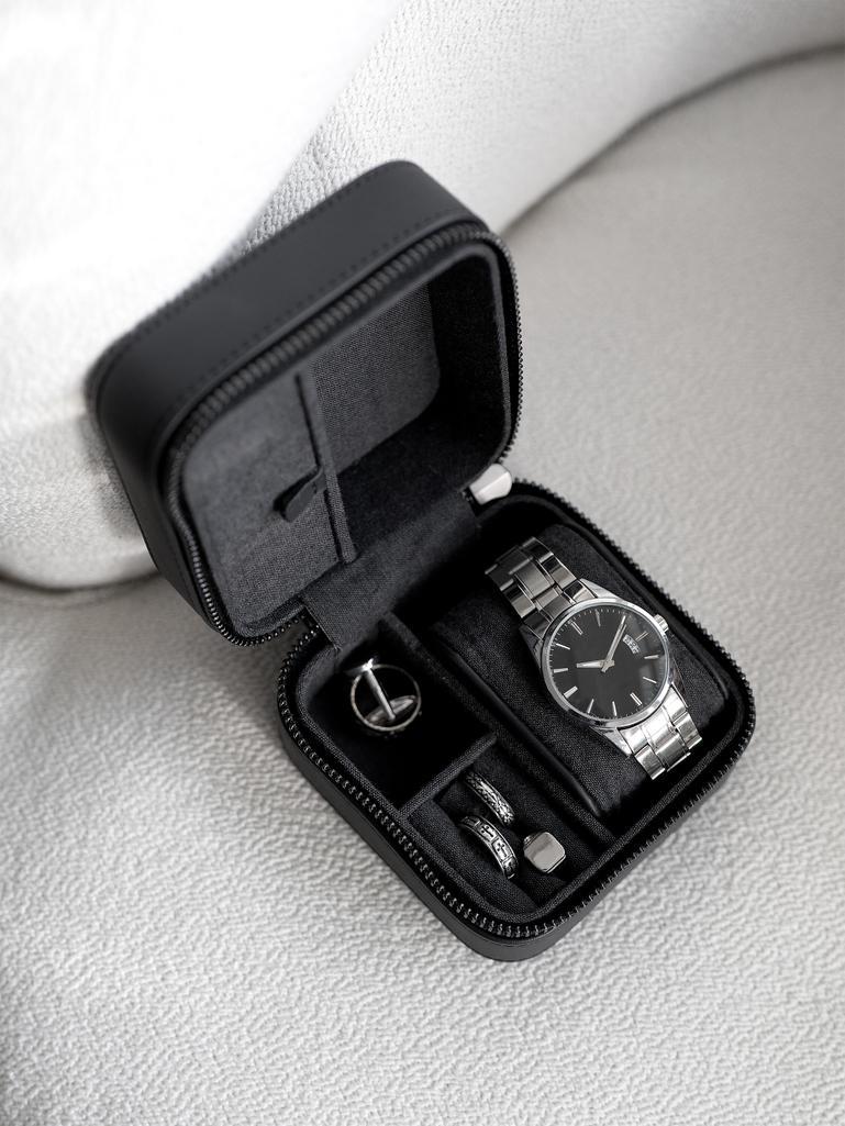 Black Fluted Watch & Jewellery Box