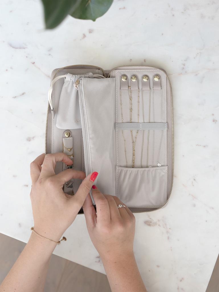 Taupe Woven Jewellery Roll