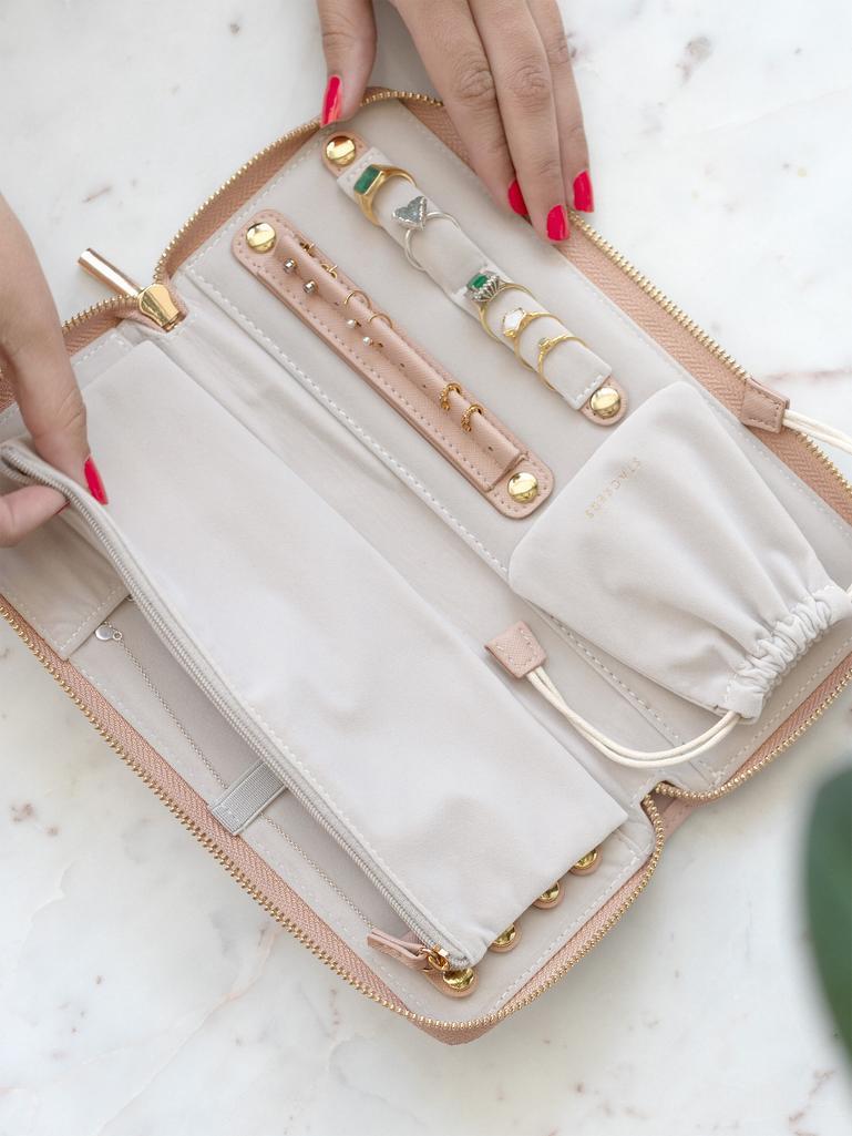 Blush Woven Jewellery Roll