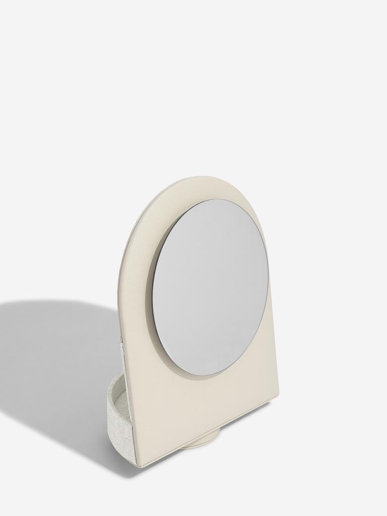 Oatmeal & Linen Rotating Hair Accessory Organiser With Mirror