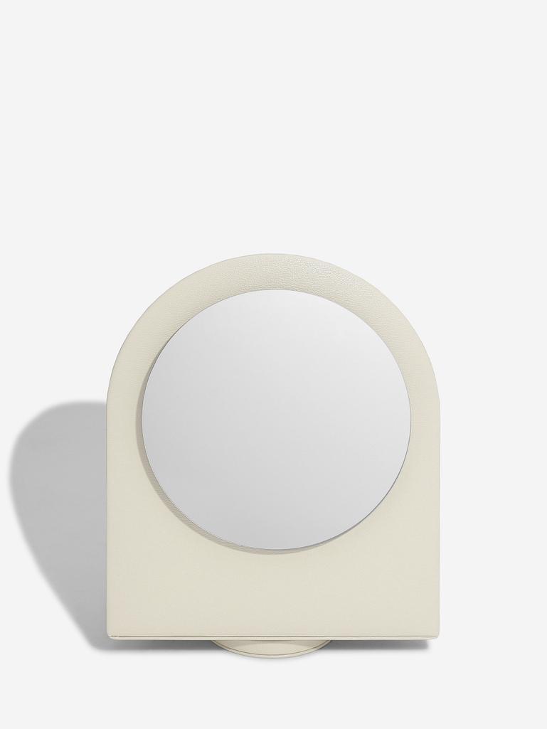 Oatmeal & Linen Rotating Hair Accessory Organiser With Mirror