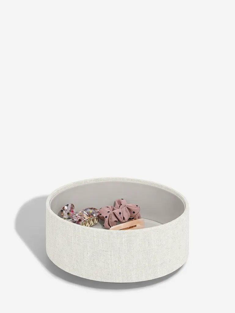 Oatmeal & Linen Rotating Cosmetic Caddy 