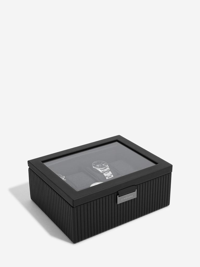 Black Fluted 8 Piece Watch Box