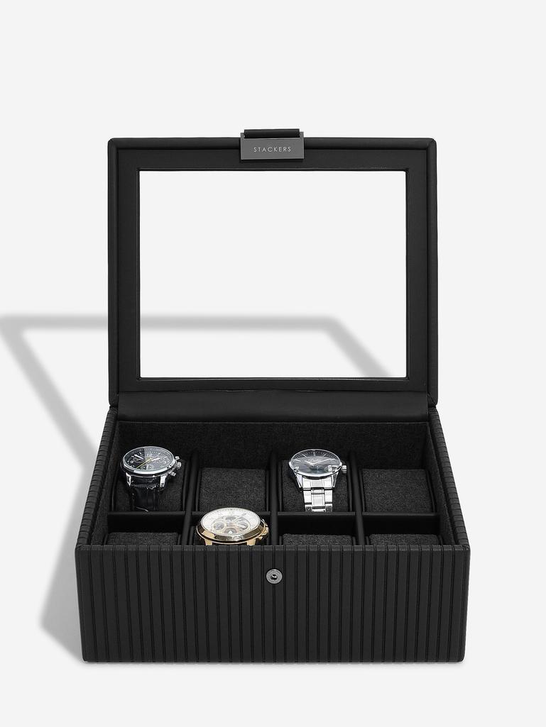Black Fluted 8 Piece Watch Box