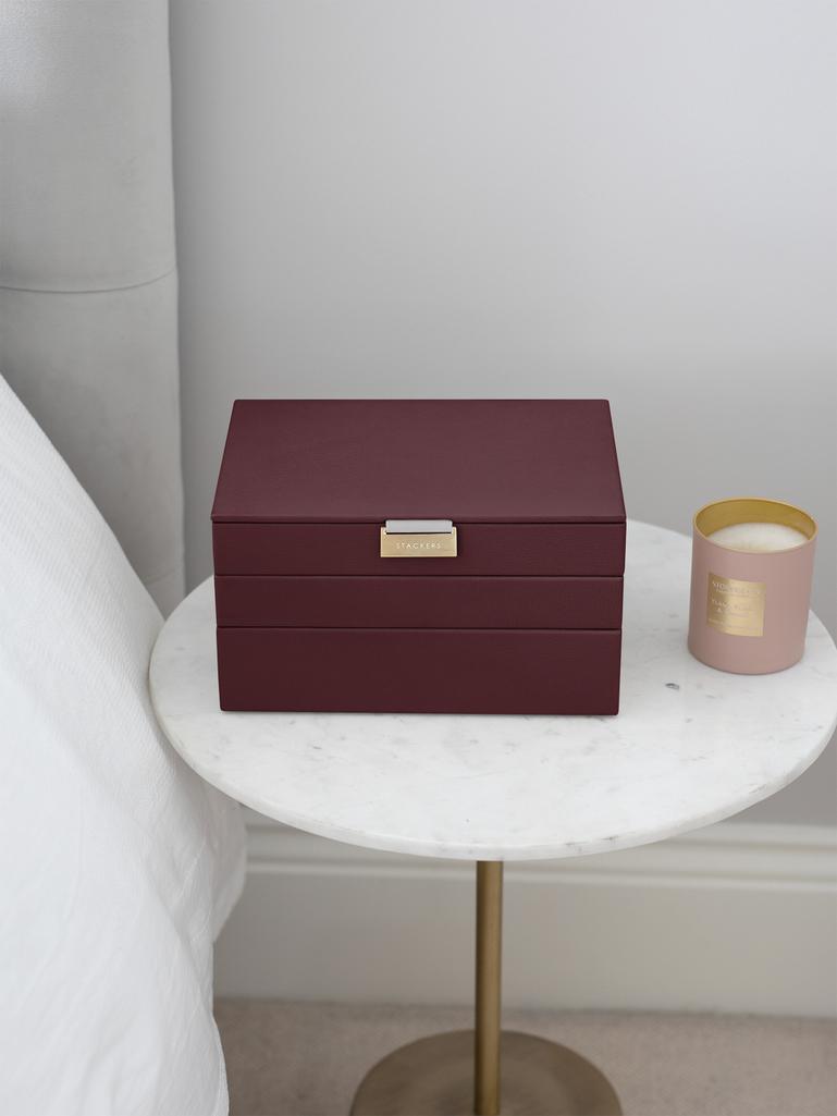 Burgundy Classic Jewellery Box Set of 3