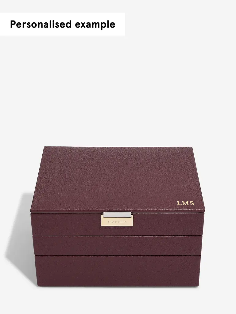 Burgundy Classic Jewellery Box Set of 3