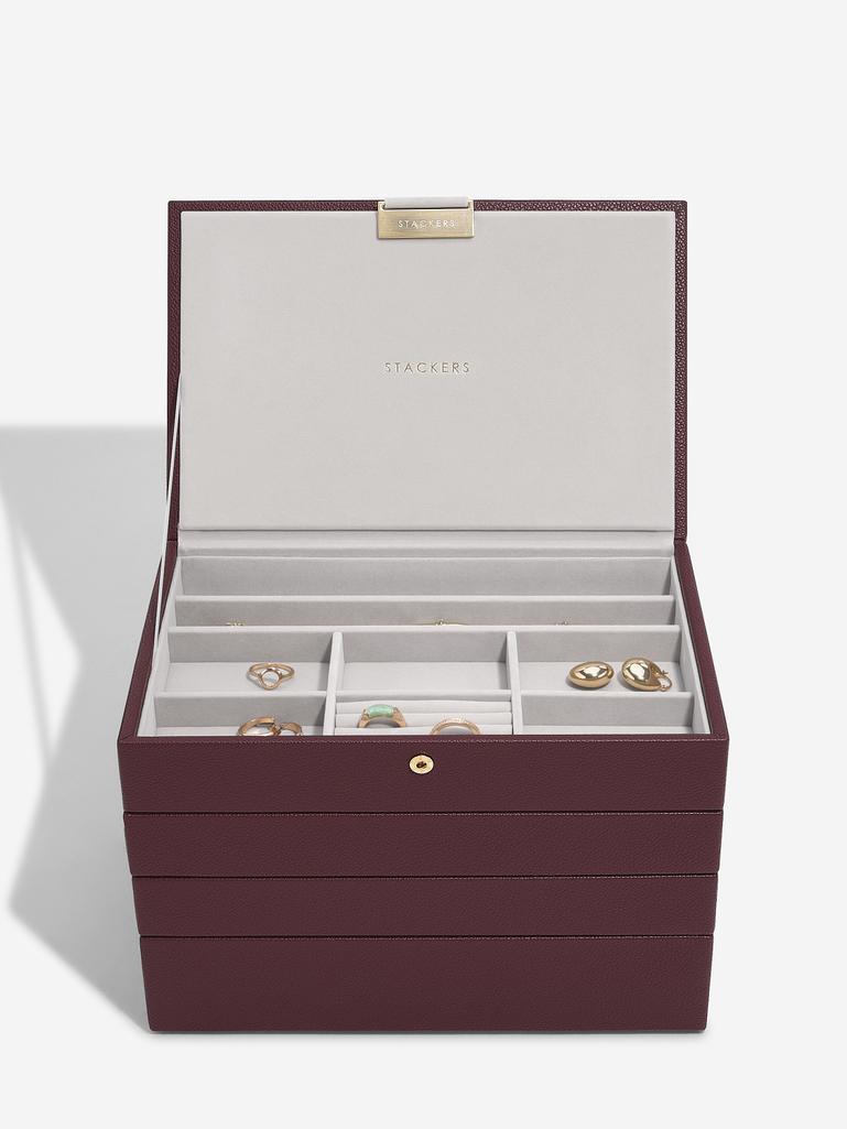 Burgundy Classic Jewellery Box Set of 4