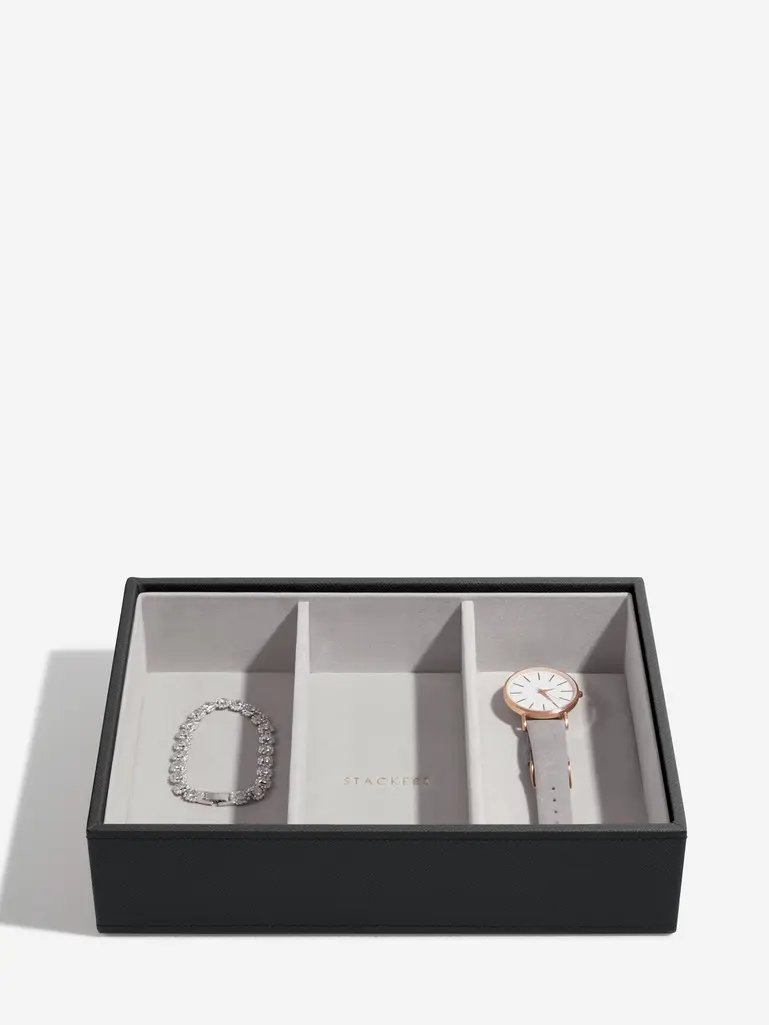 Black Raffia Classic Jewellery Box Set of 3