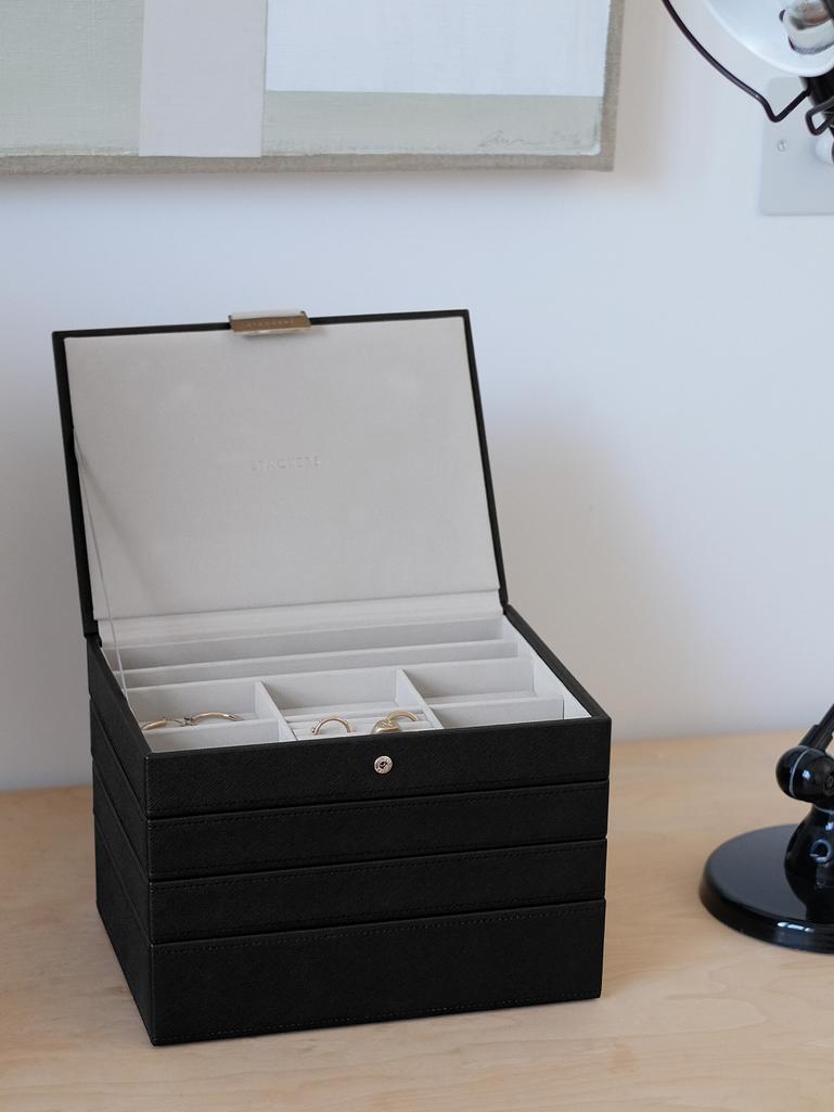 Black Raffia Classic Jewellery Box Set of 4