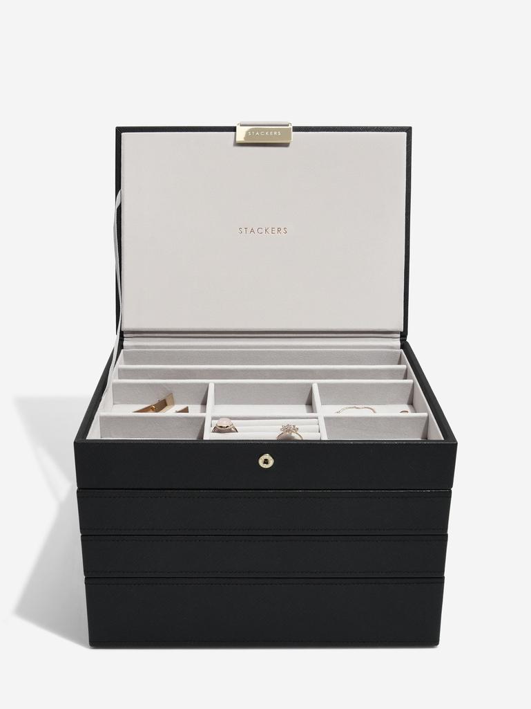 Black Raffia Classic Jewellery Box Set of 4