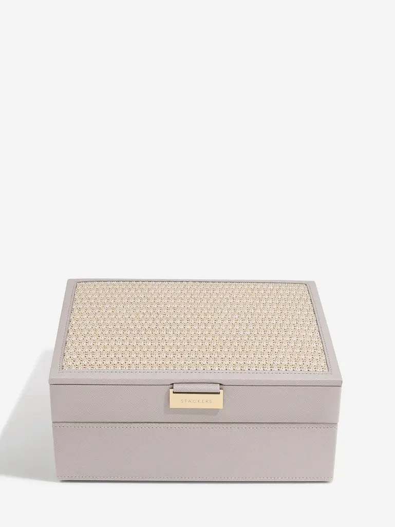 Taupe Raffia Classic Jewellery Box Set of 2
