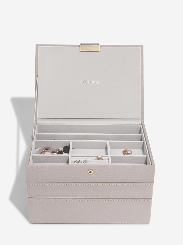 Taupe Raffia Classic Jewellery Box Set of 3