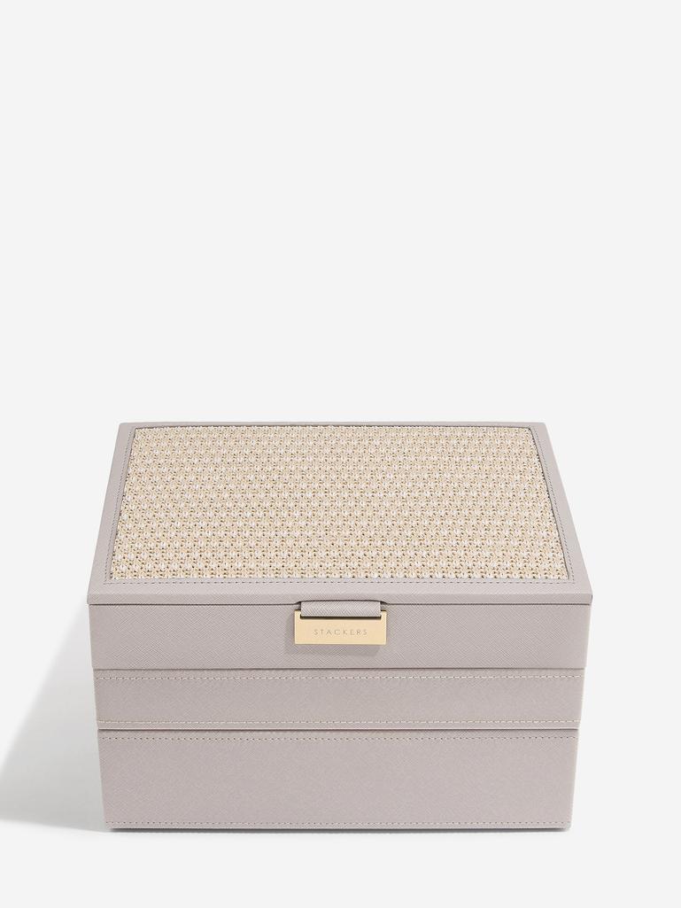 Taupe Raffia Classic Jewellery Box Set of 3