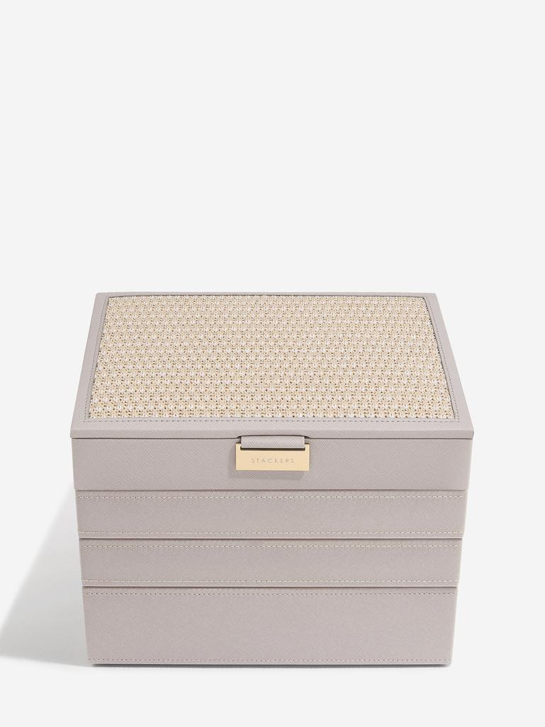 Taupe Raffia Classic Jewellery Box Set of 4