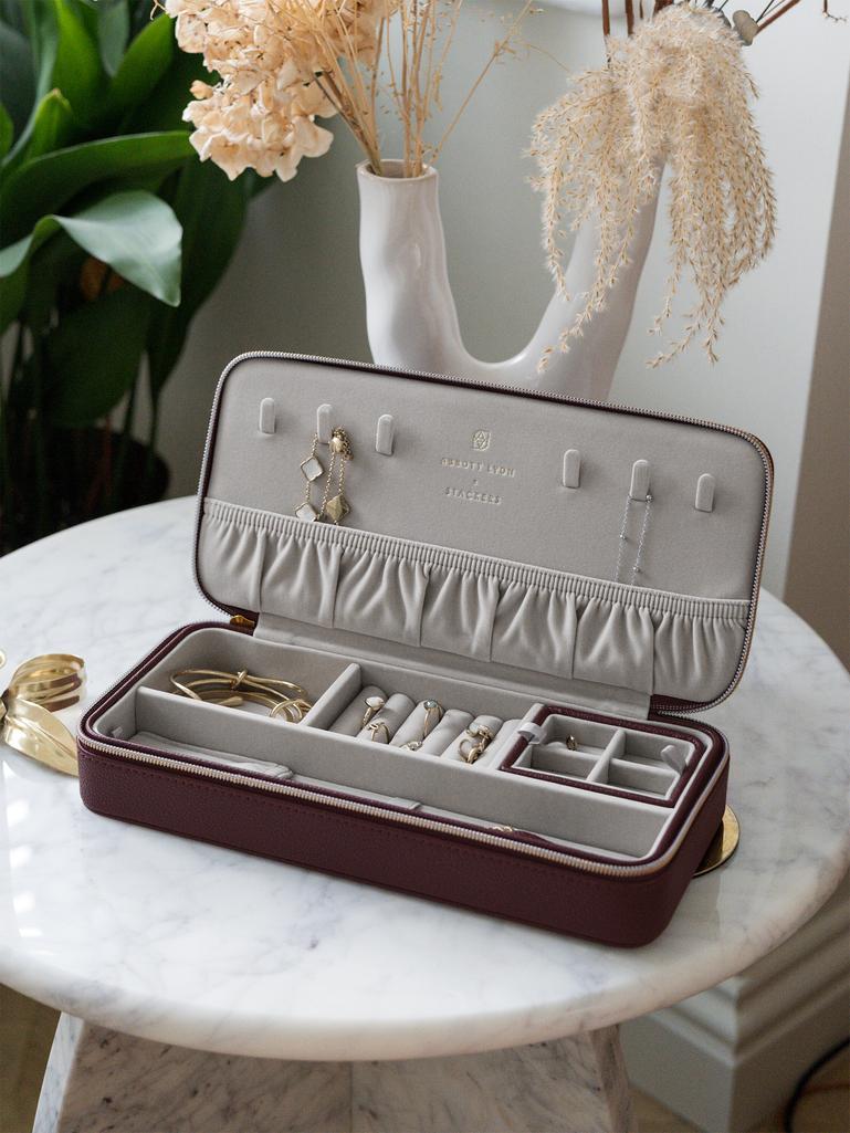 Abbott Lyon X Stackers Burgundy Zipped Jewellery Box