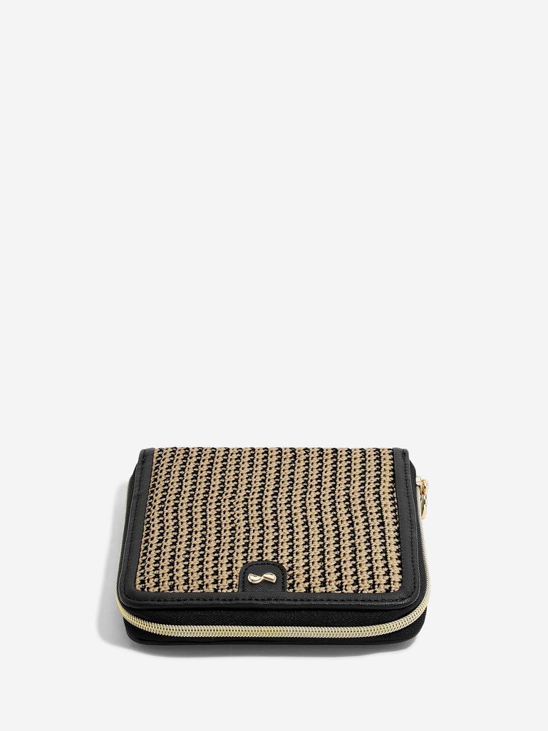 Black Raffia Square Jewellery Roll
