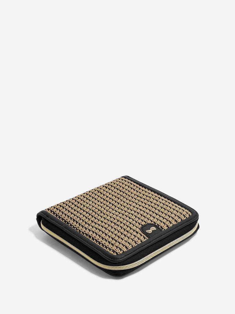 Black Raffia Square Jewellery Roll