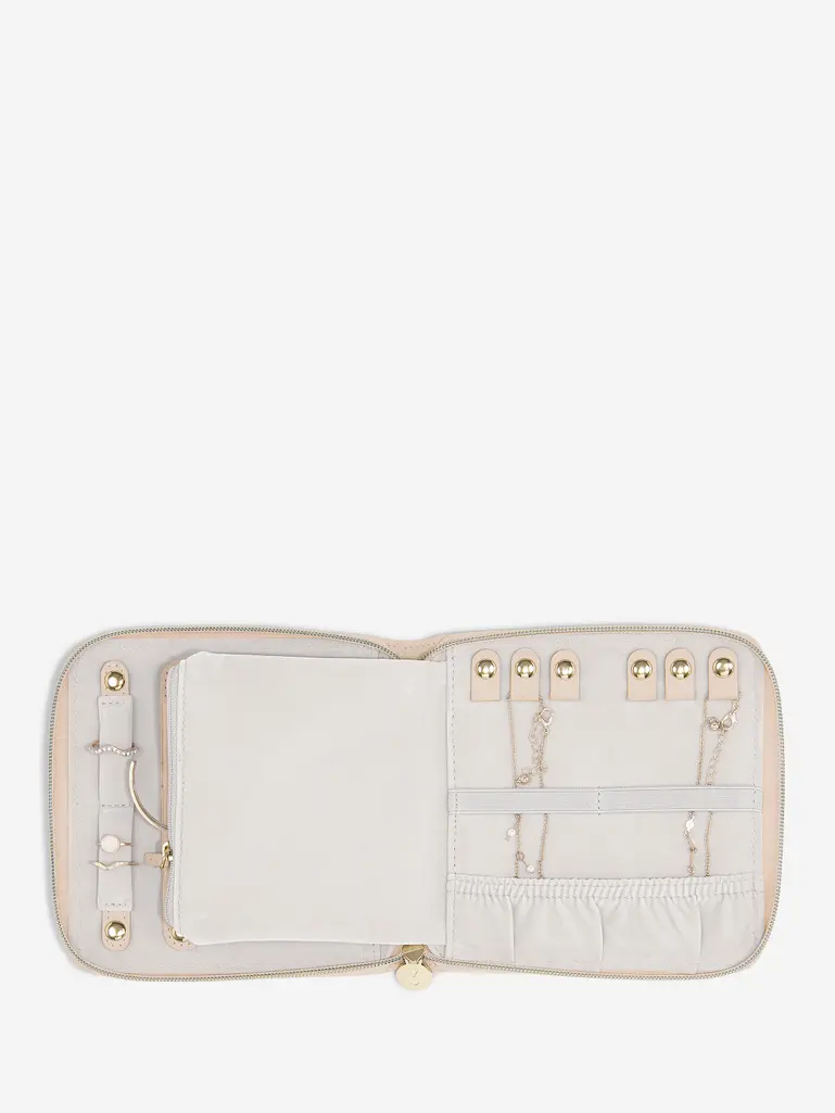 Blush Raffia Square Jewellery Roll 