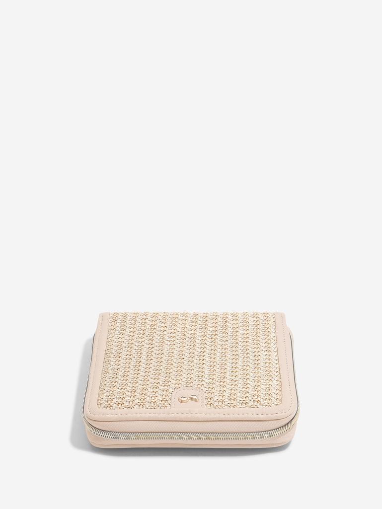 Blush Raffia Square Jewellery Roll 