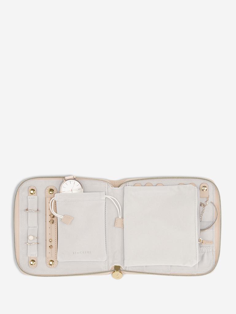 Blush Raffia Square Jewellery Roll 