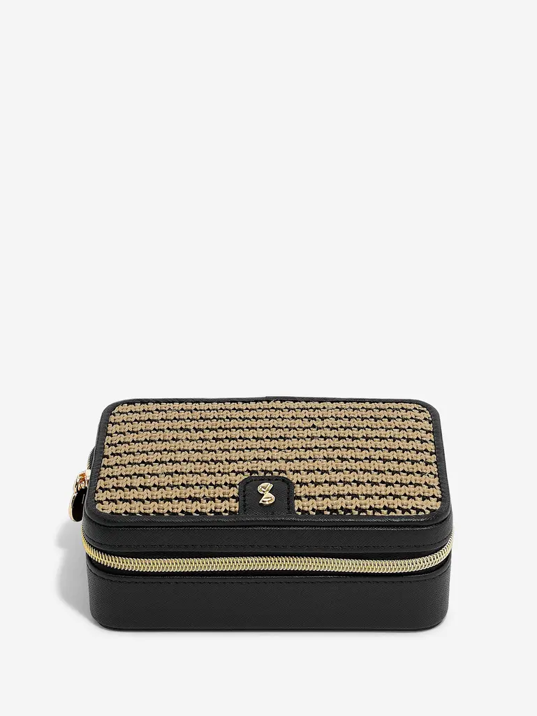 Black Raffia Luxury Travel Jewellery Box