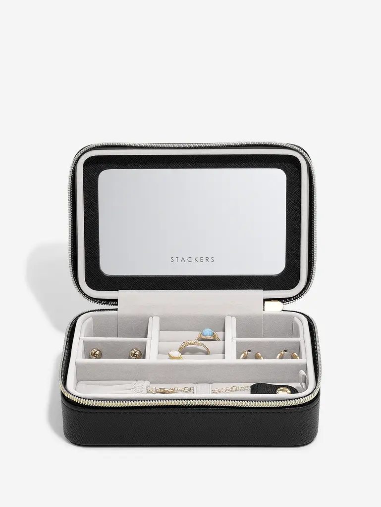 Black Raffia Luxury Travel Jewellery Box