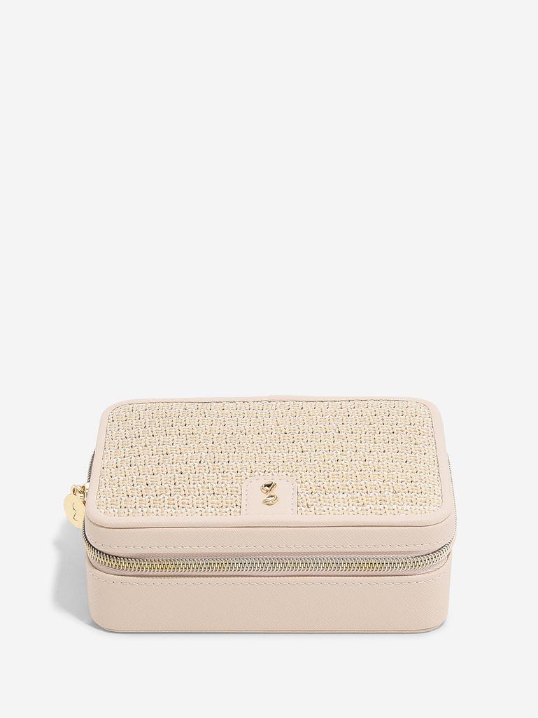 Blush Raffia Luxury Travel Jewellery Box