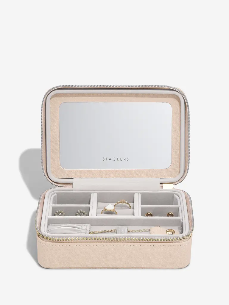 Blush Raffia Luxury Travel Jewellery Box