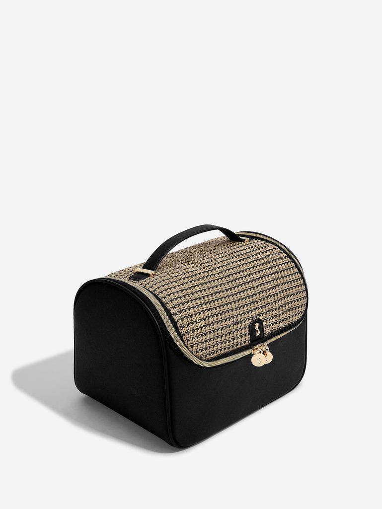 Black Raffia Large Cosmetic Case 