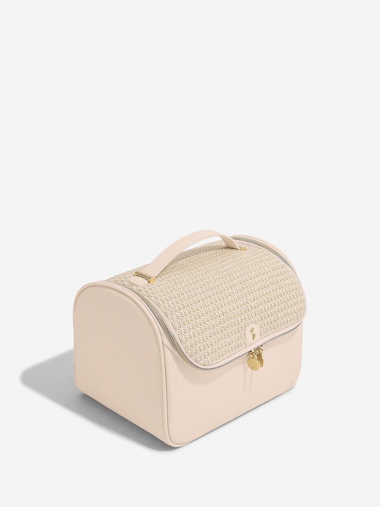Blush Raffia Large Cosmetic Case