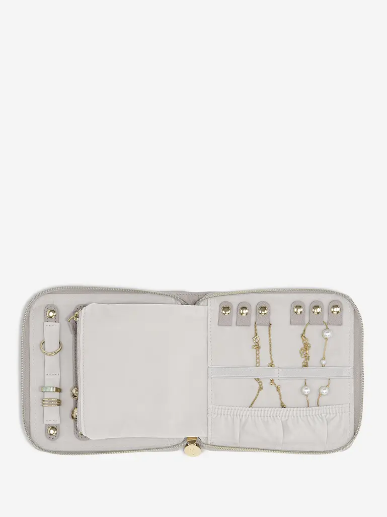 Taupe Raffia Square Jewellery Roll