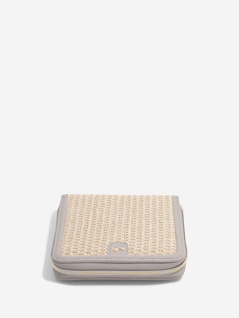 Taupe Raffia Square Jewellery Roll