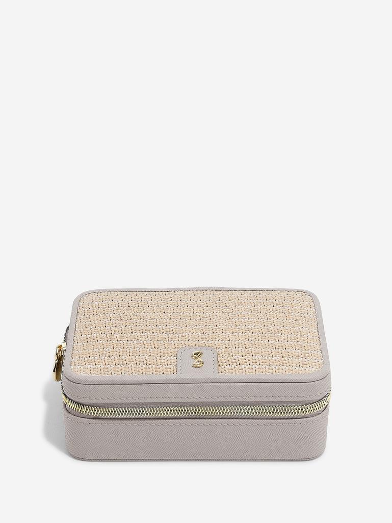 Taupe Raffia Luxury Travel Jewellery Box