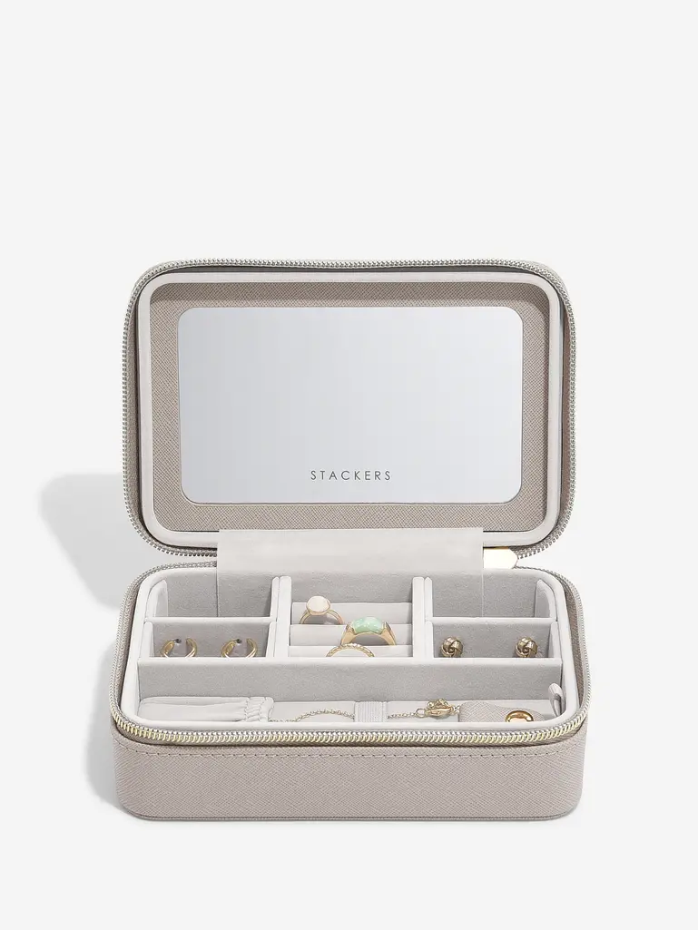 Taupe Raffia Luxury Travel Jewellery Box