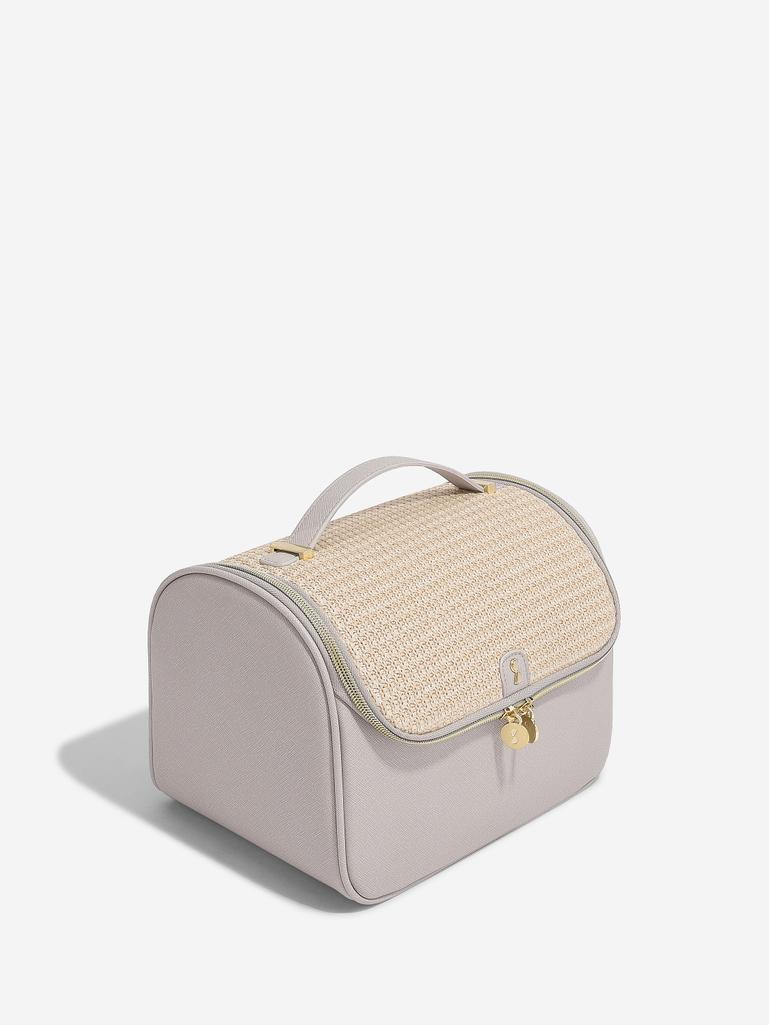 Taupe Raffia Large Cosmetic Case