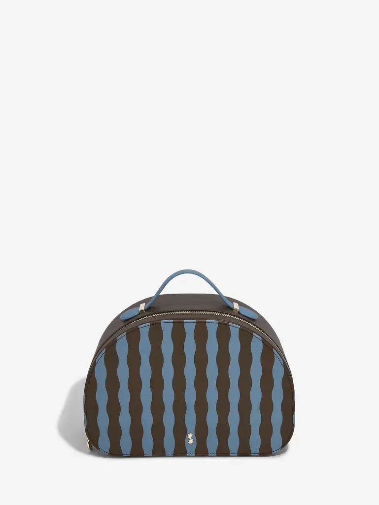 Chocolate and Blue Stripe Vanity Case