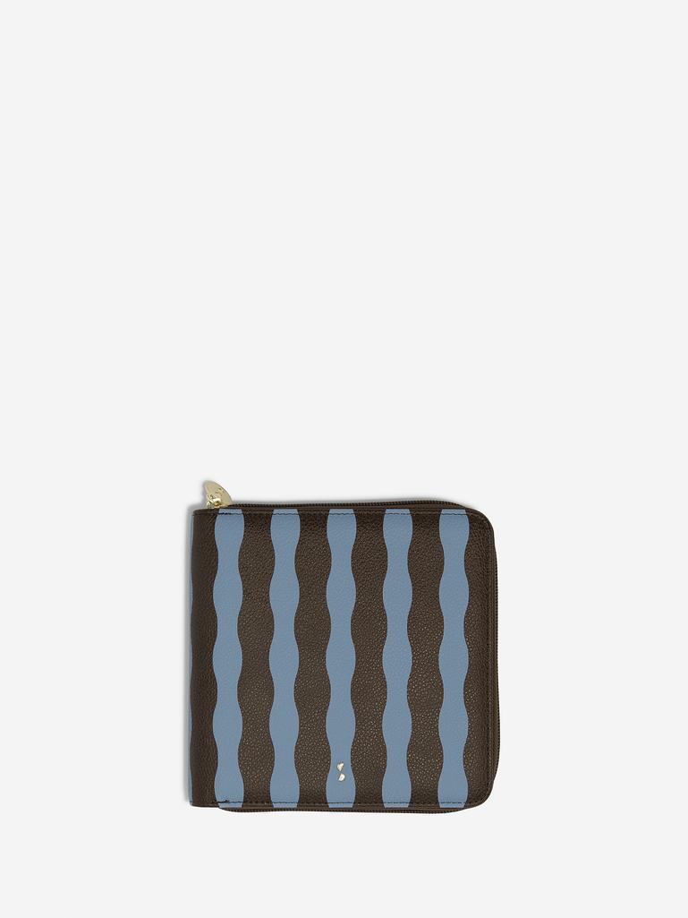 Chocolate and Blue Stripe Square Jewellery Roll