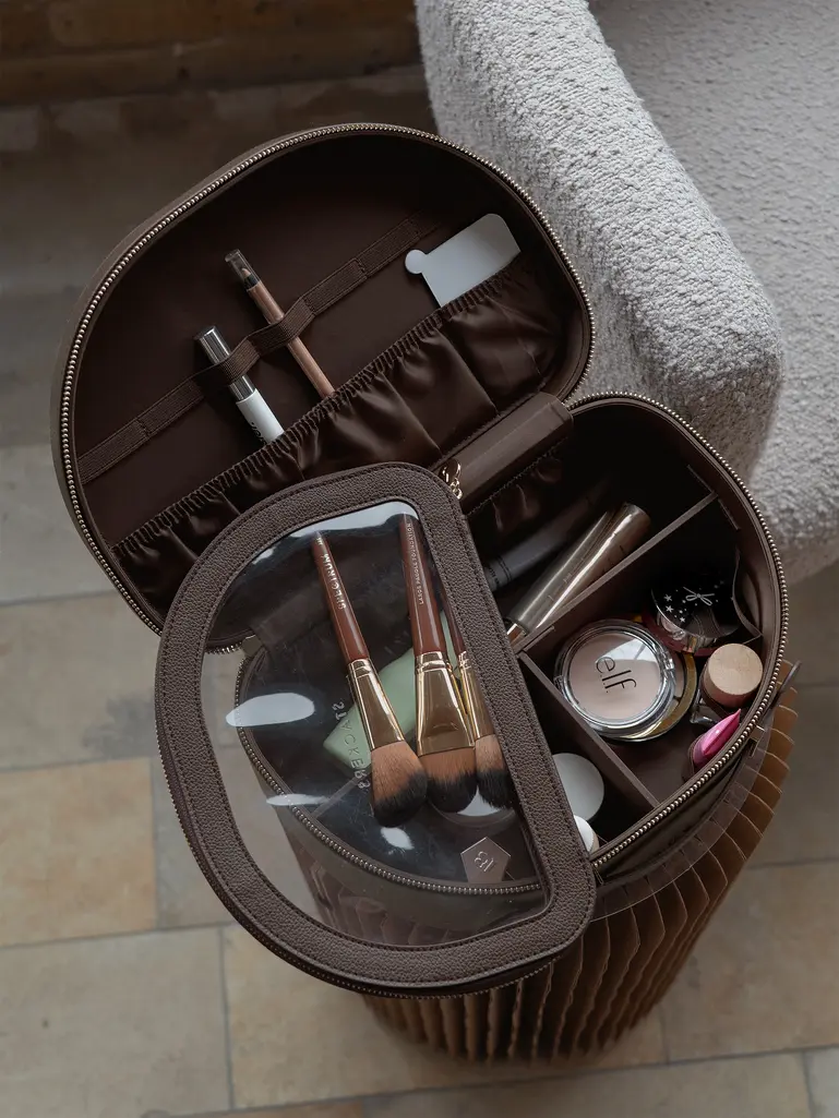 Brown Suedette Vanity Case