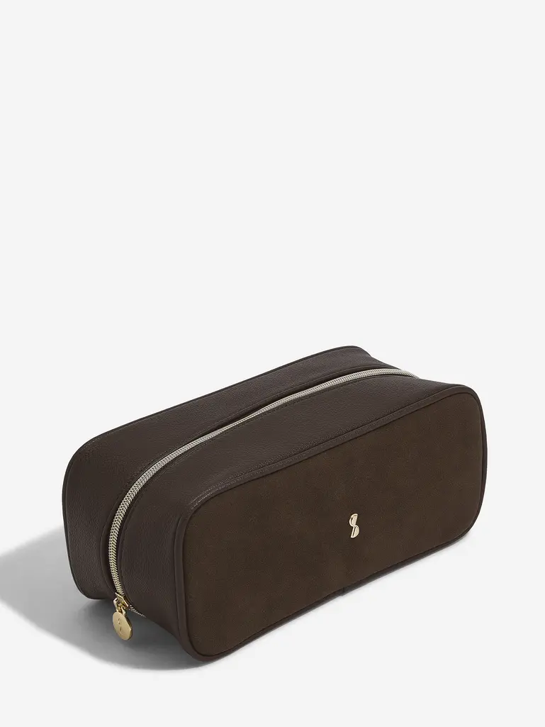 Brown Suedette Expanding Cosmetic Case