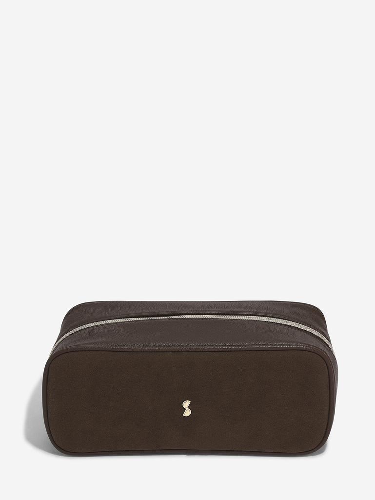 Brown Suedette Expanding Cosmetic Case