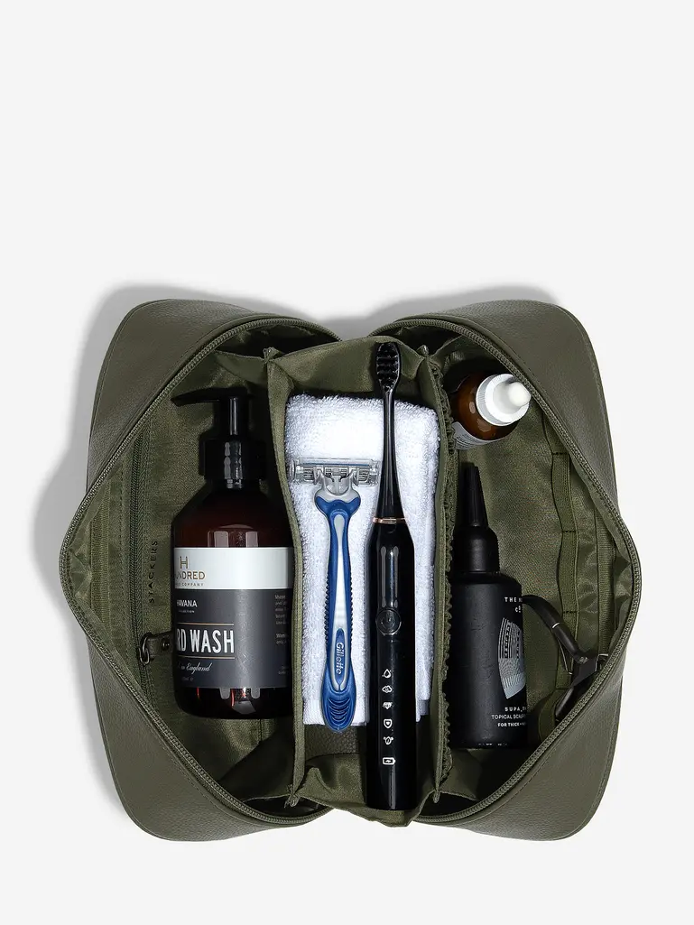 Olive Green Expanding Washbag