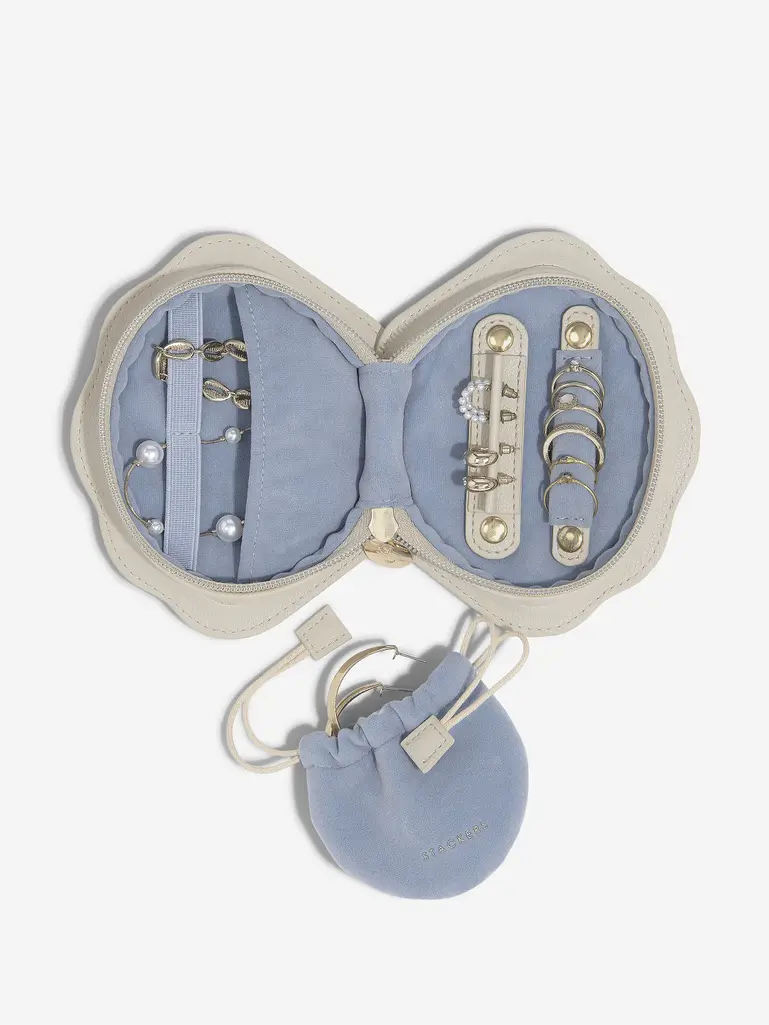 Oatmeal Shell Travel Jewellery Box