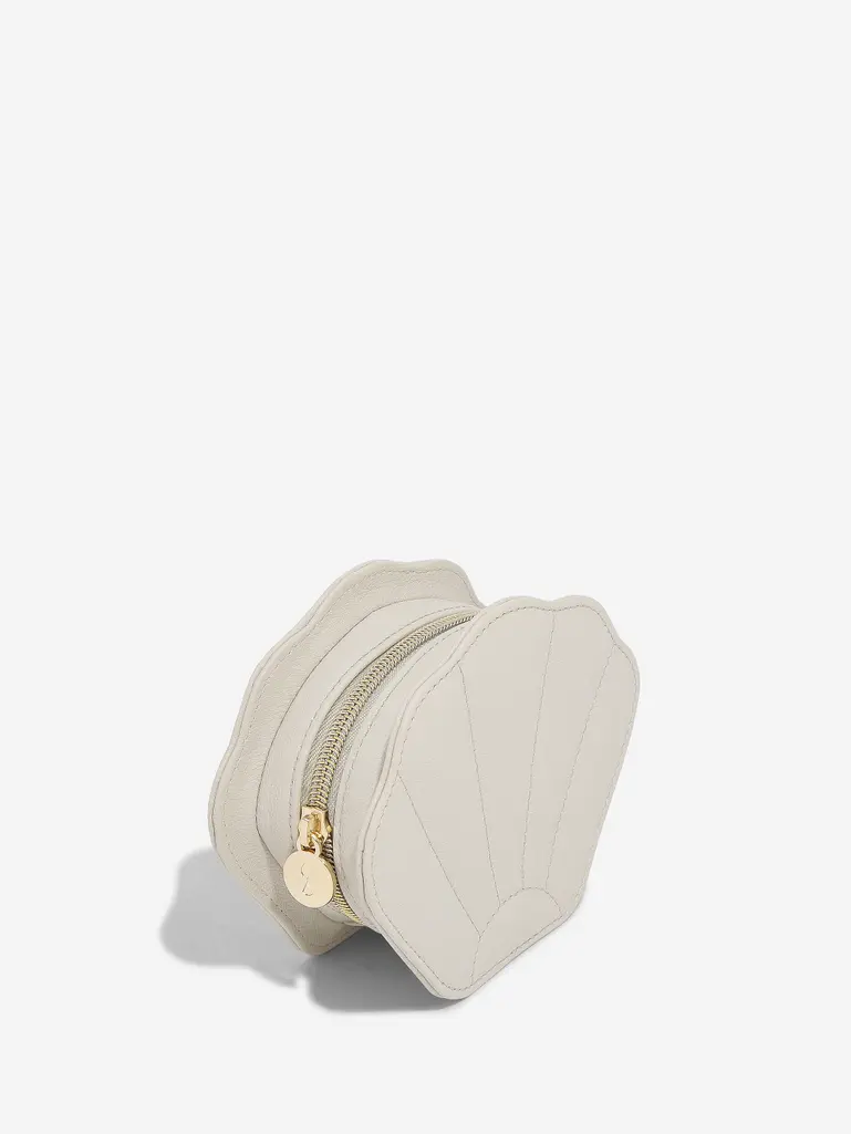 Oatmeal Shell Travel Jewellery Box